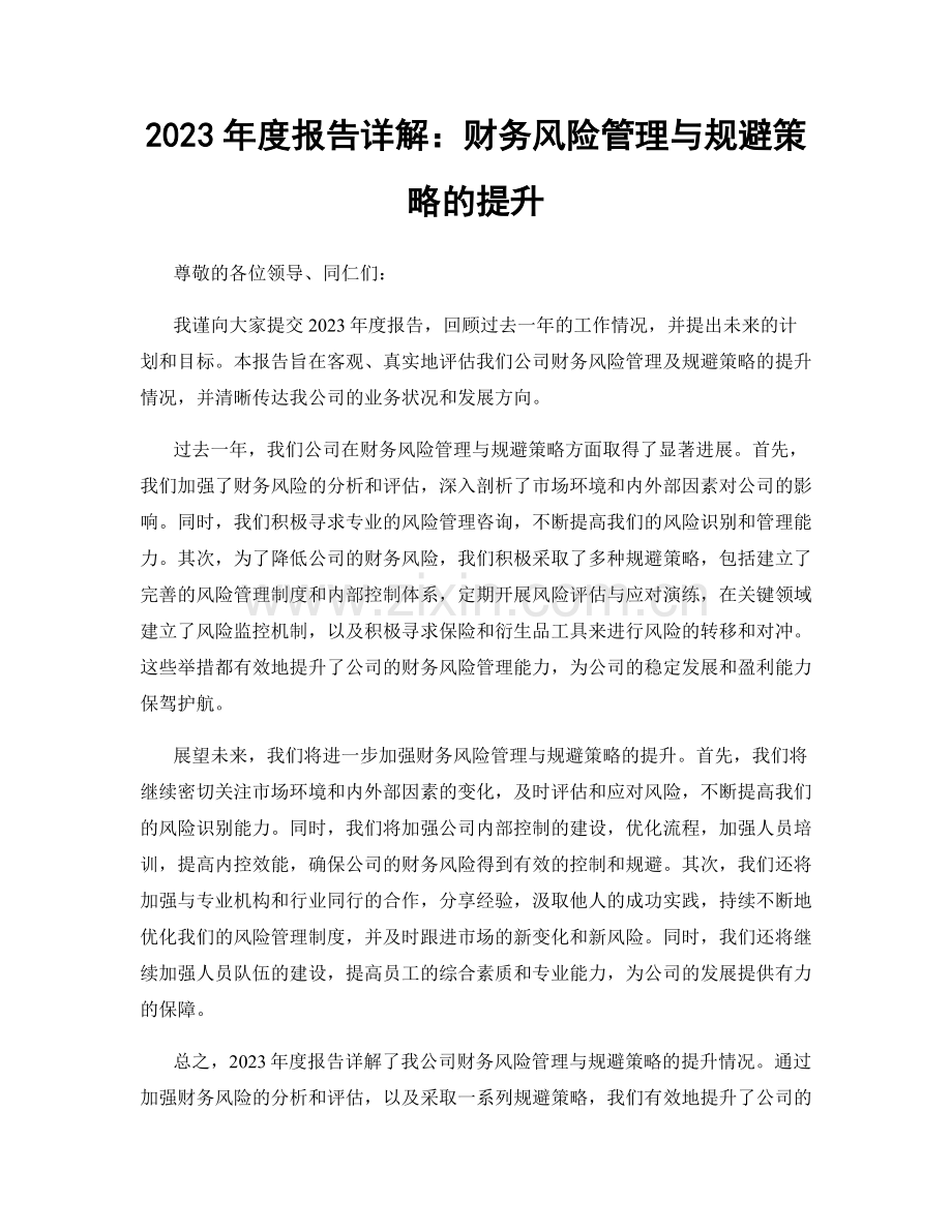 2023年度报告详解：财务风险管理与规避策略的提升.docx_第1页