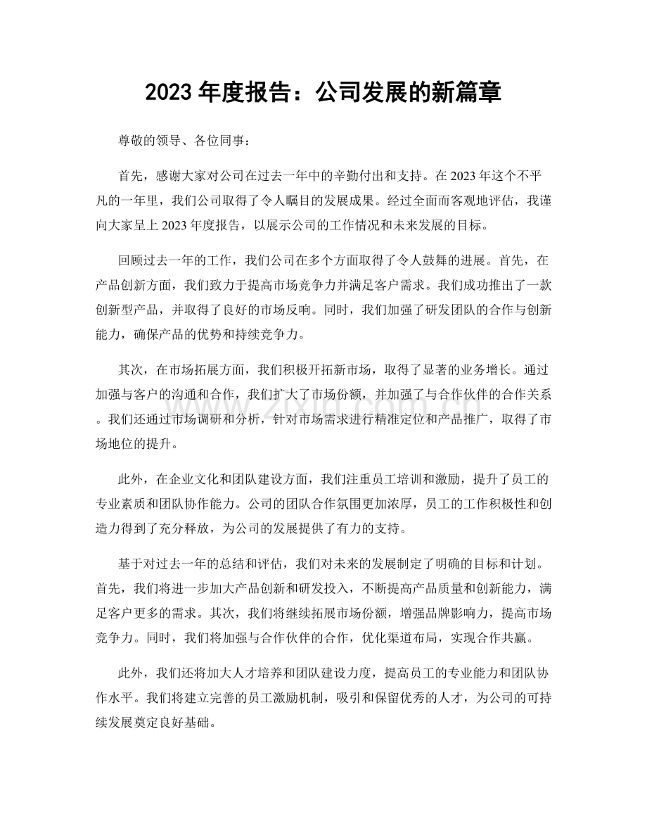 2023年度报告：公司发展的新篇章.docx_第1页