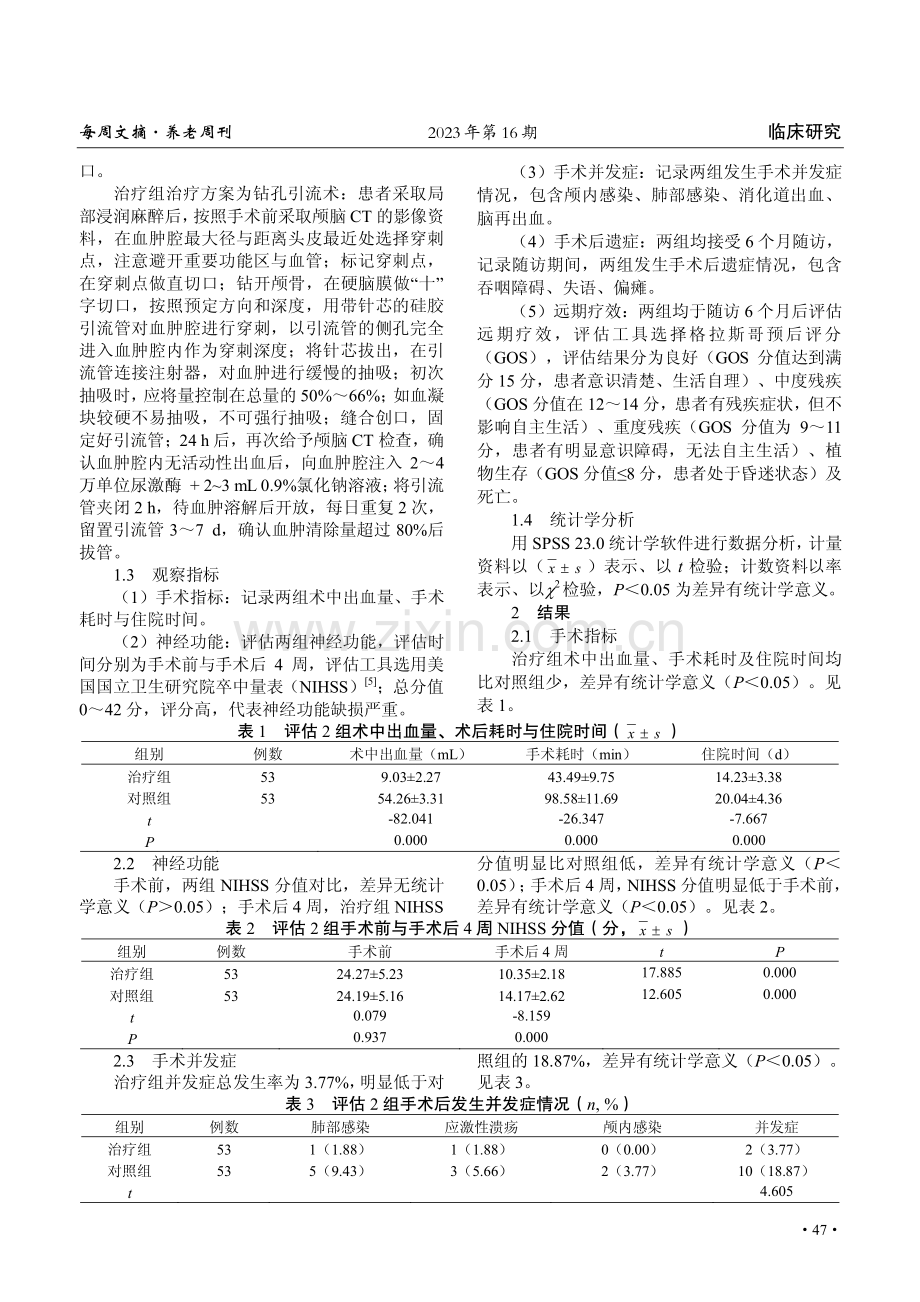 高血压脑出血治疗中应用小骨窗开颅术与钻孔引流术的临床效果对比.pdf_第2页