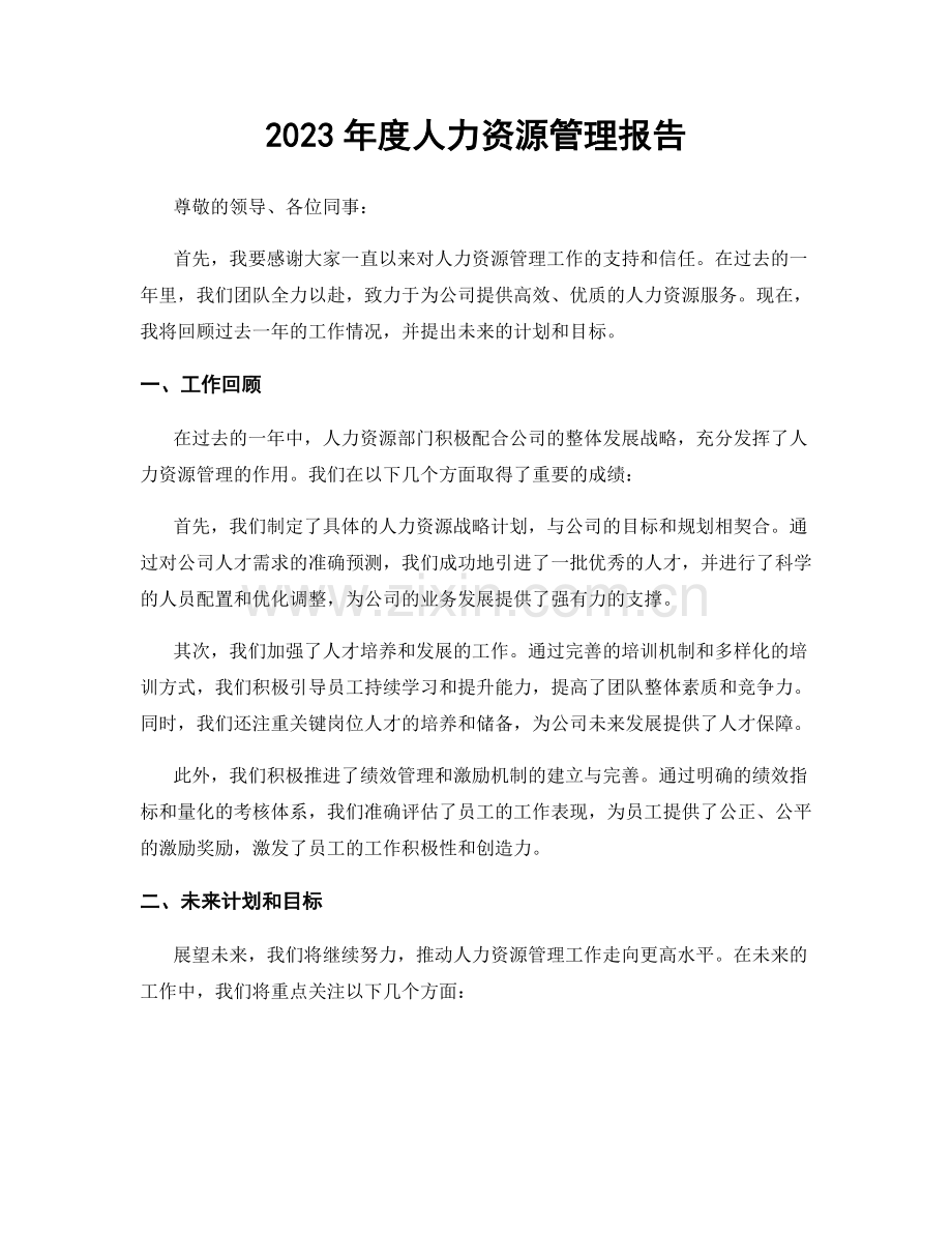 2023年度人力资源管理报告.docx_第1页