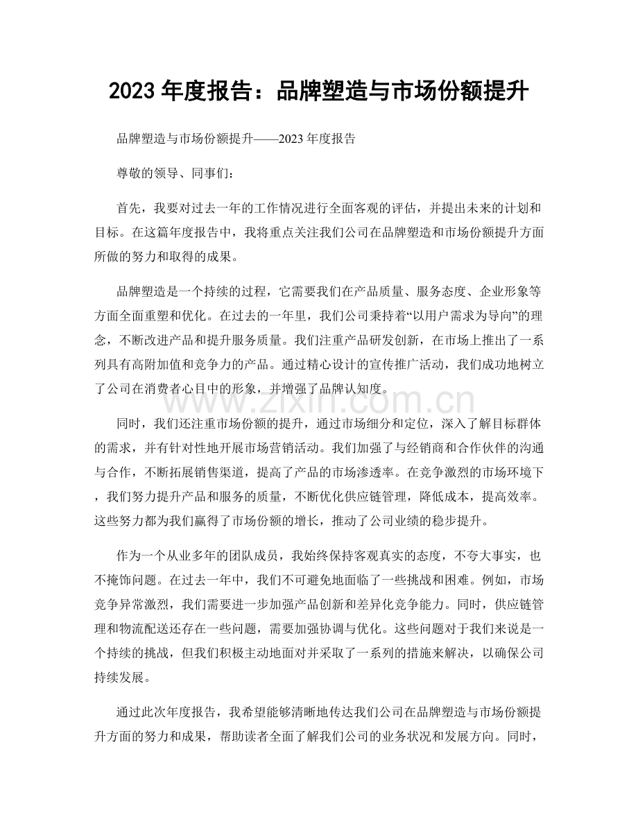 2023年度报告：品牌塑造与市场份额提升.docx_第1页