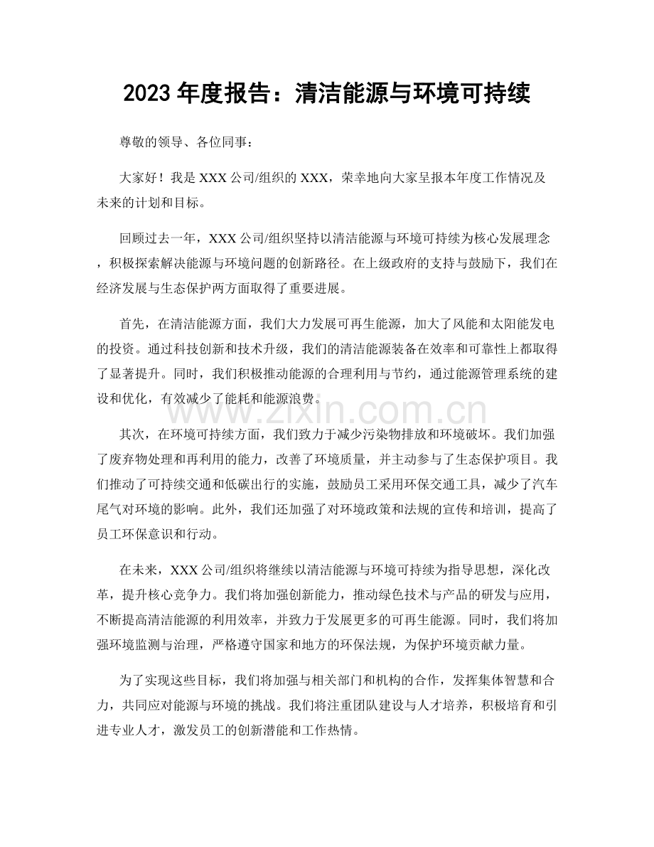 2023年度报告：清洁能源与环境可持续.docx_第1页