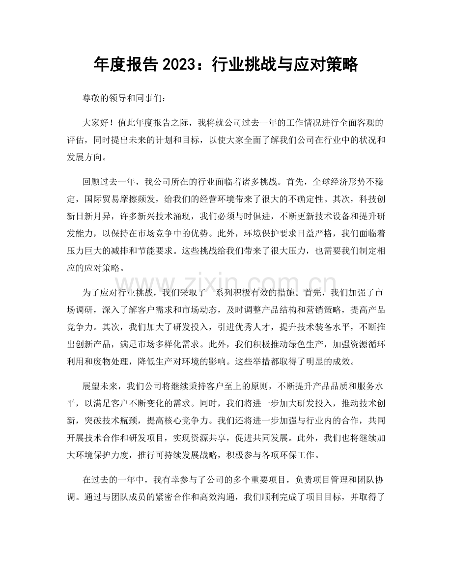 年度报告2023：行业挑战与应对策略.docx_第1页