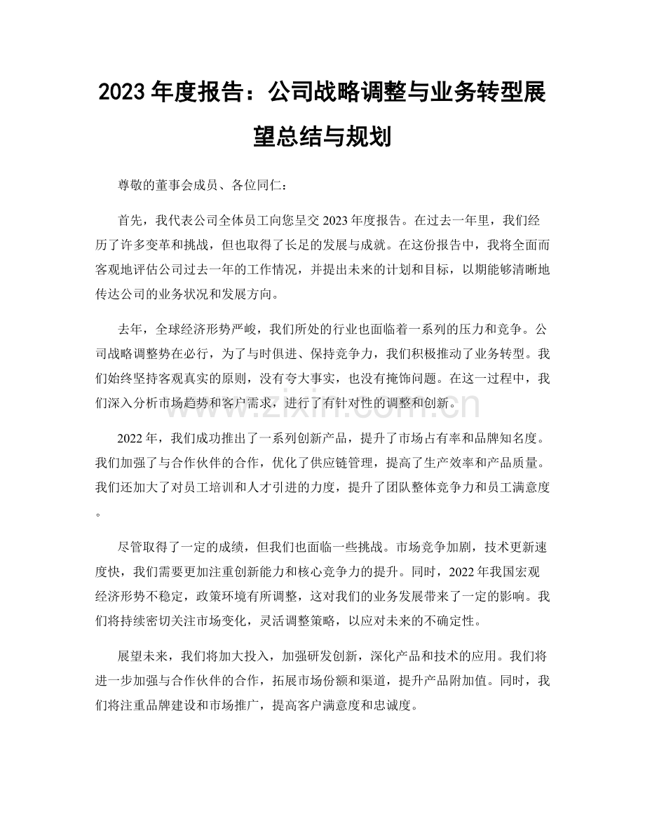 2023年度报告：公司战略调整与业务转型展望总结与规划.docx_第1页