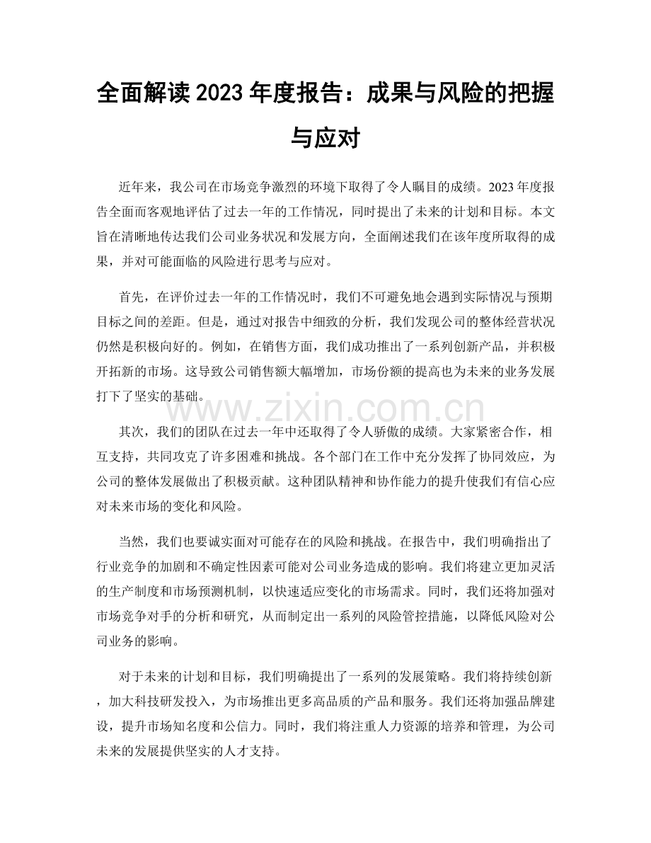 全面解读2023年度报告：成果与风险的把握与应对.docx_第1页