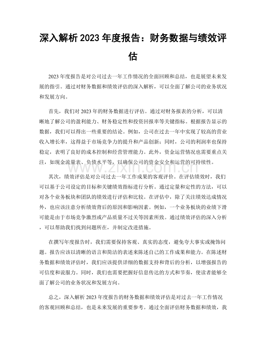 深入解析2023年度报告：财务数据与绩效评估.docx_第1页