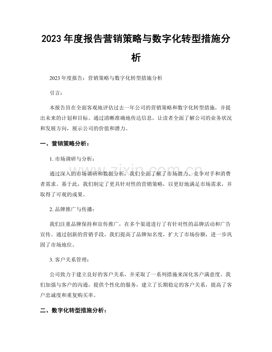 2023年度报告营销策略与数字化转型措施分析.docx_第1页