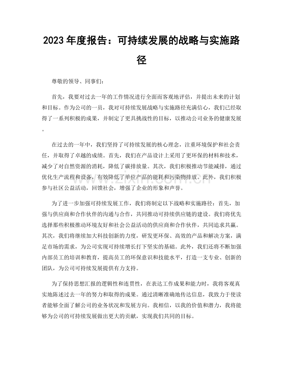 2023年度报告：可持续发展的战略与实施路径.docx_第1页