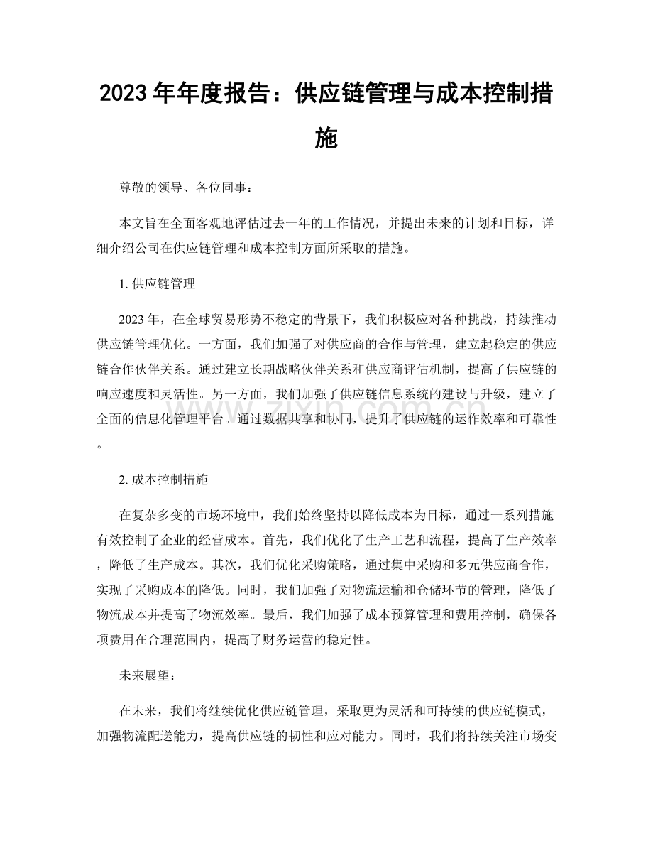 2023年年度报告：供应链管理与成本控制措施.docx_第1页