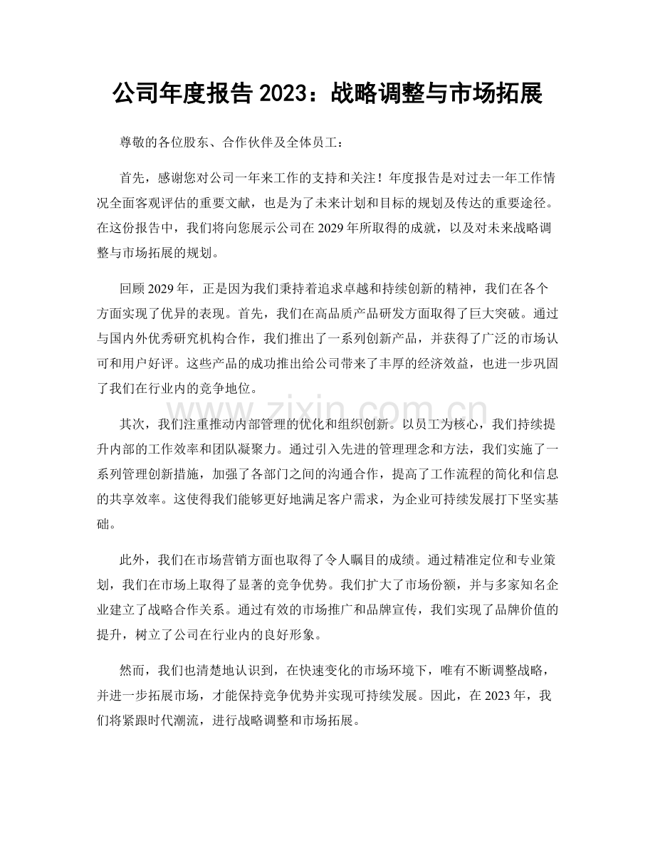 公司年度报告2023：战略调整与市场拓展.docx_第1页