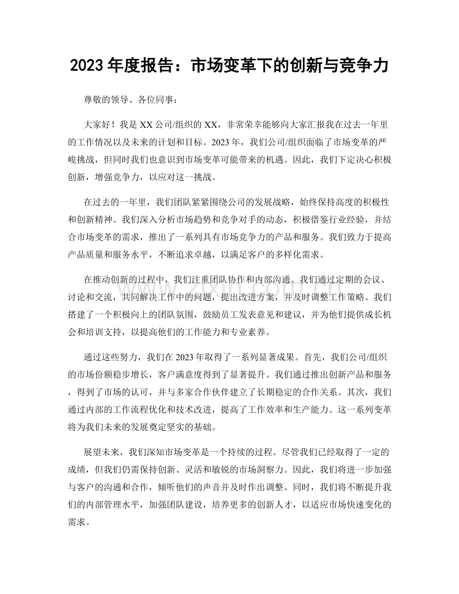 2023年度报告：市场变革下的创新与竞争力.docx_第1页