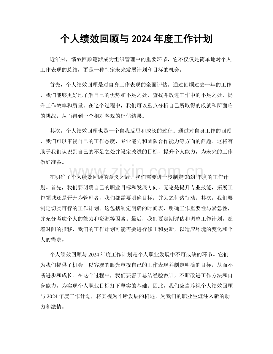 个人绩效回顾与2024年度工作计划.docx_第1页