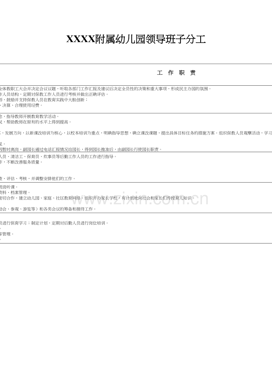 幼儿园组织领导之领导班子分工备课讲稿.doc_第2页