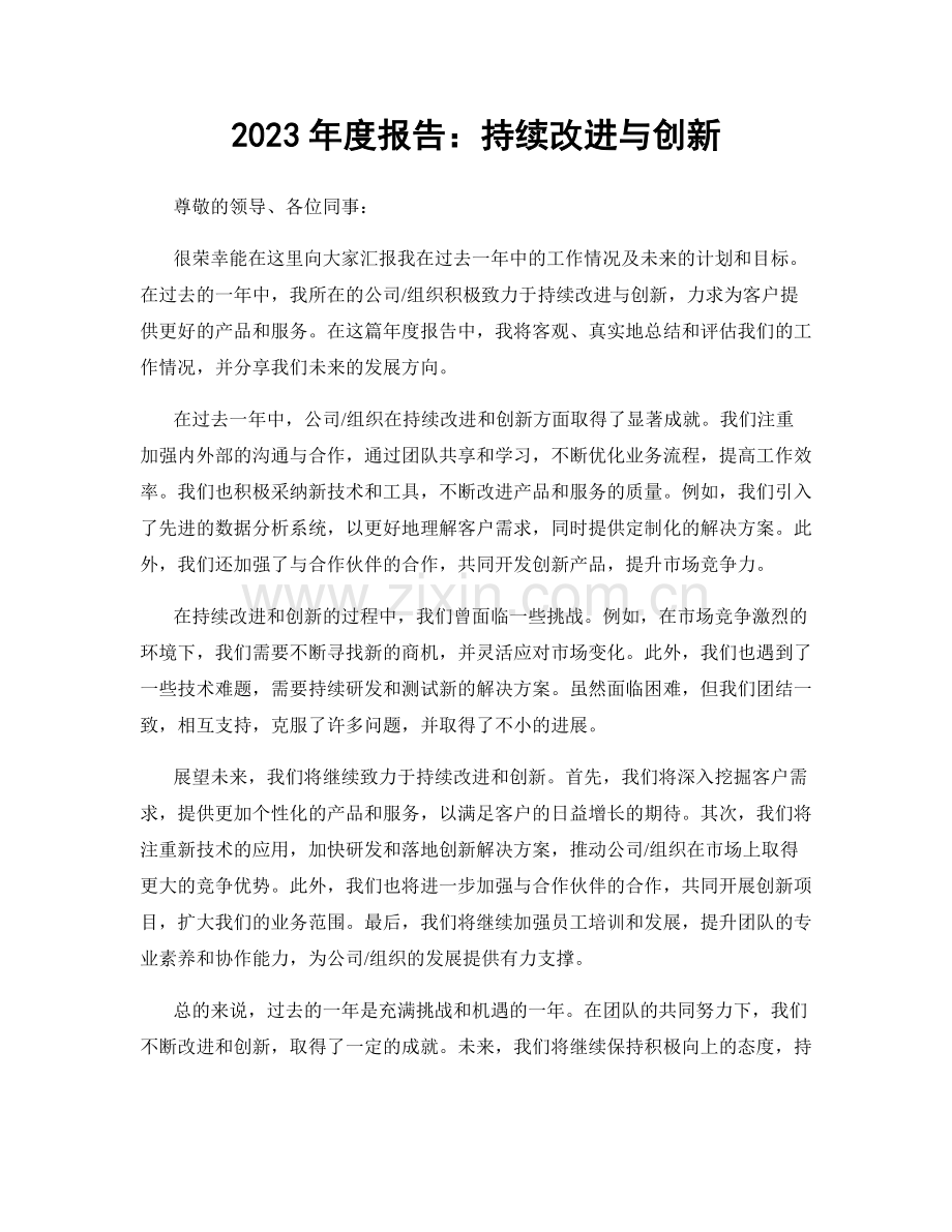 2023年度报告：持续改进与创新.docx_第1页