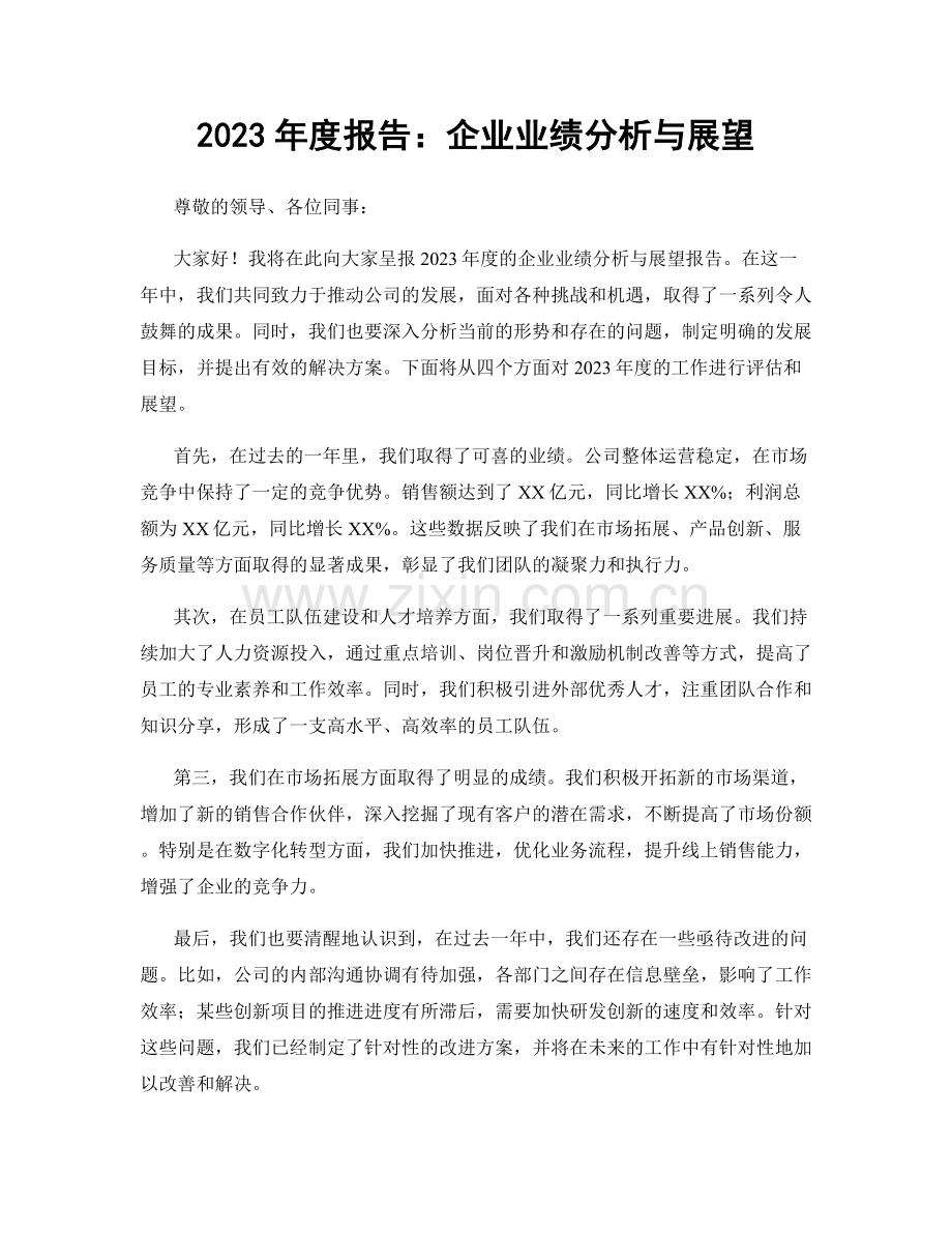 2023年度报告：企业业绩分析与展望.docx_第1页