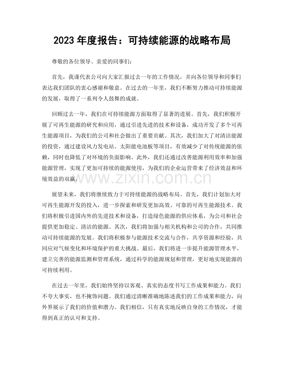 2023年度报告：可持续能源的战略布局.docx_第1页