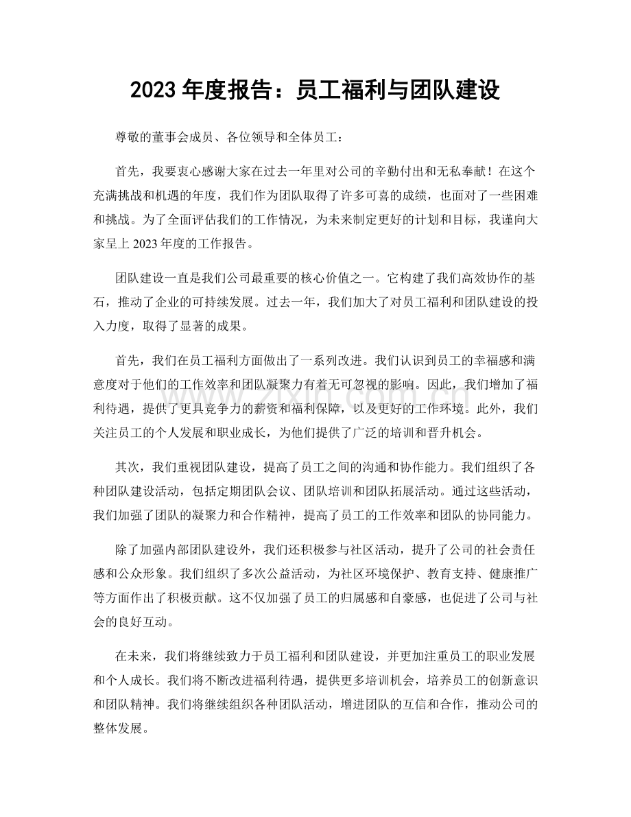 2023年度报告：员工福利与团队建设.docx_第1页