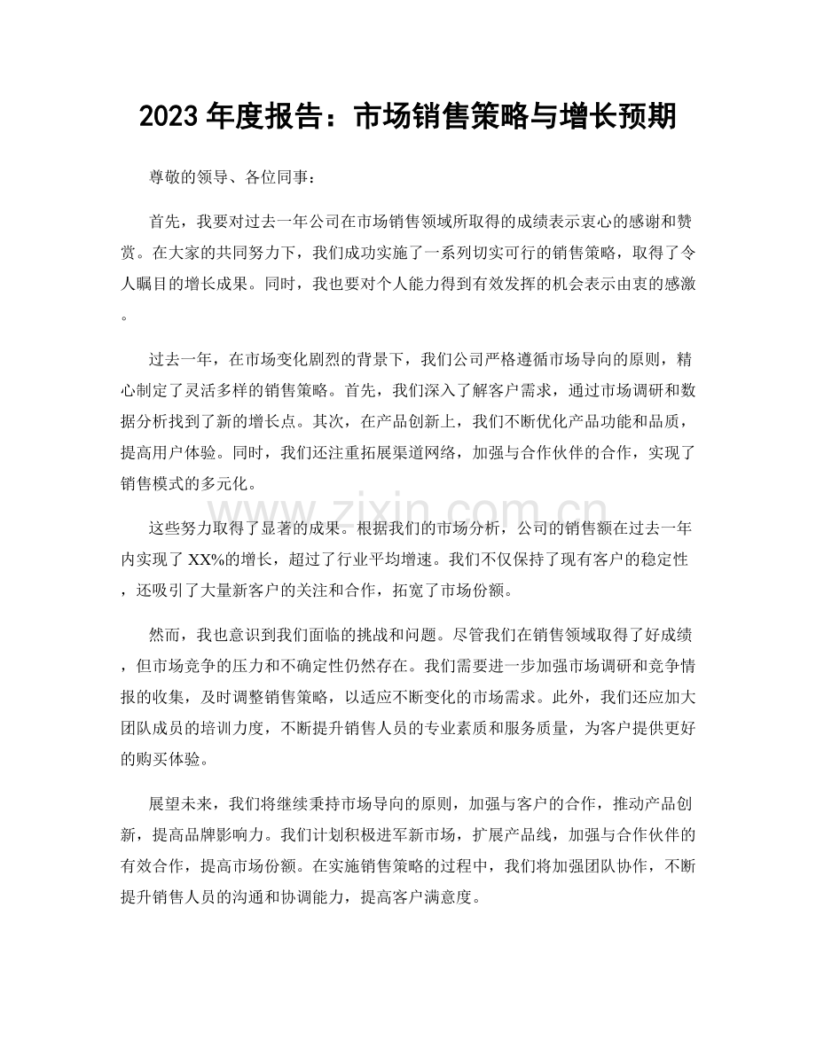 2023年度报告：市场销售策略与增长预期.docx_第1页