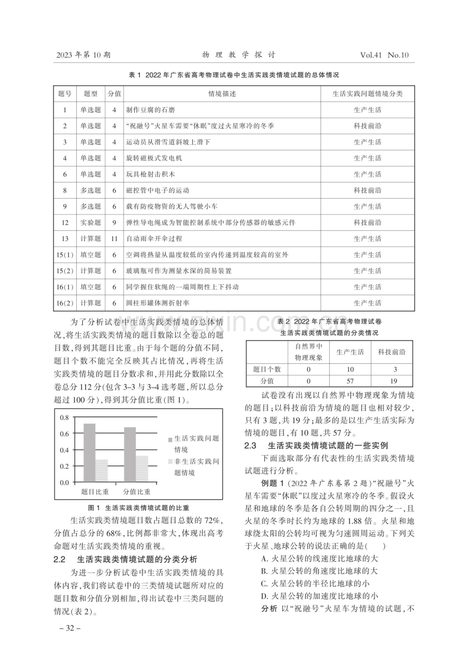 高考物理中生活实践类情境试题对教学的启示——以2022年广东省高考物理试卷为例.pdf_第2页