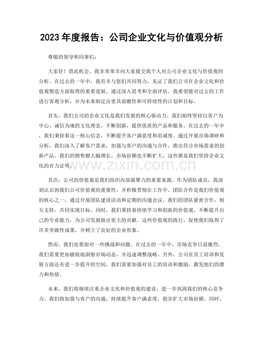 2023年度报告：公司企业文化与价值观分析.docx_第1页