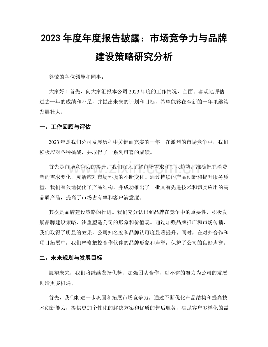 2023年度年度报告披露：市场竞争力与品牌建设策略研究分析.docx_第1页