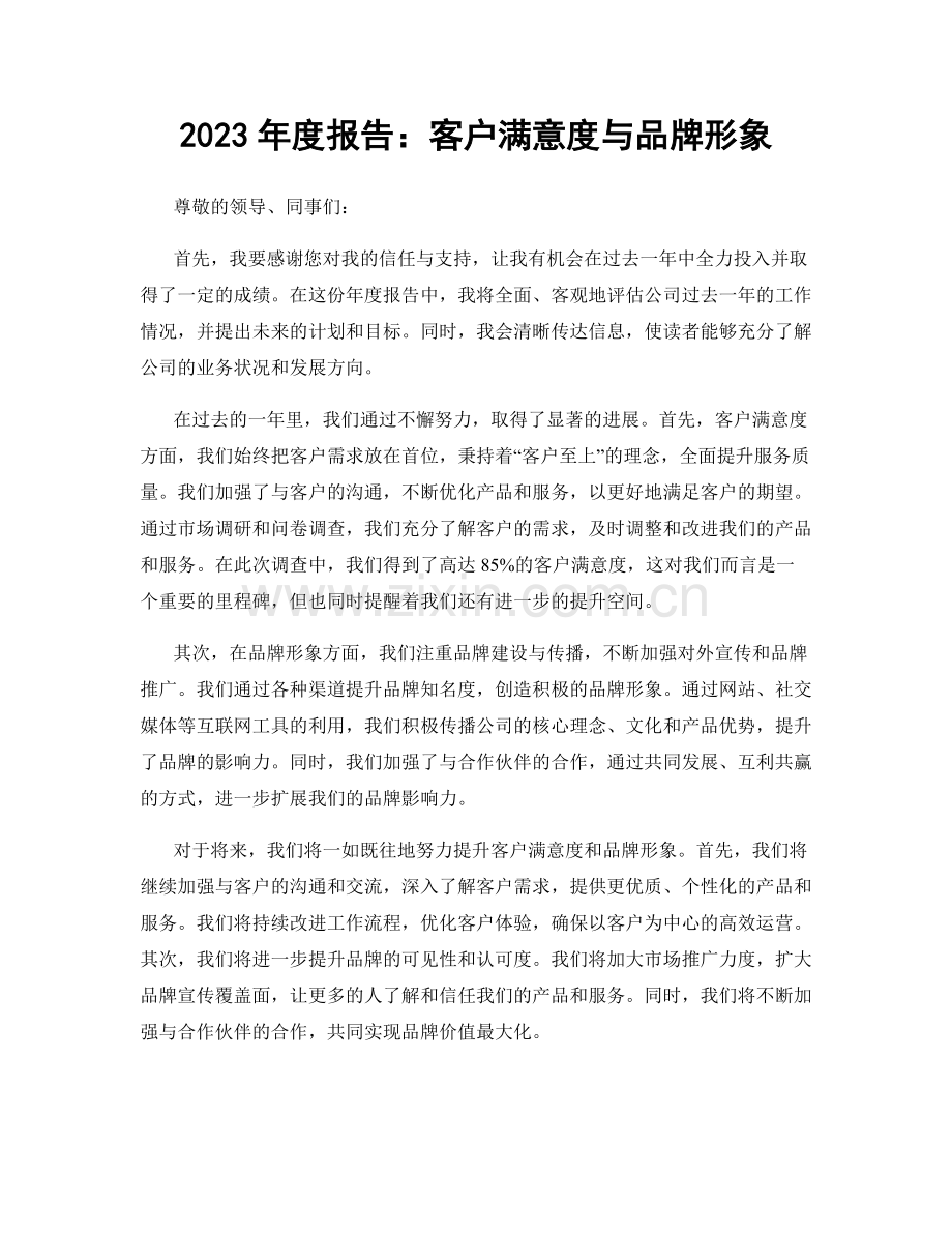 2023年度报告：客户满意度与品牌形象.docx_第1页