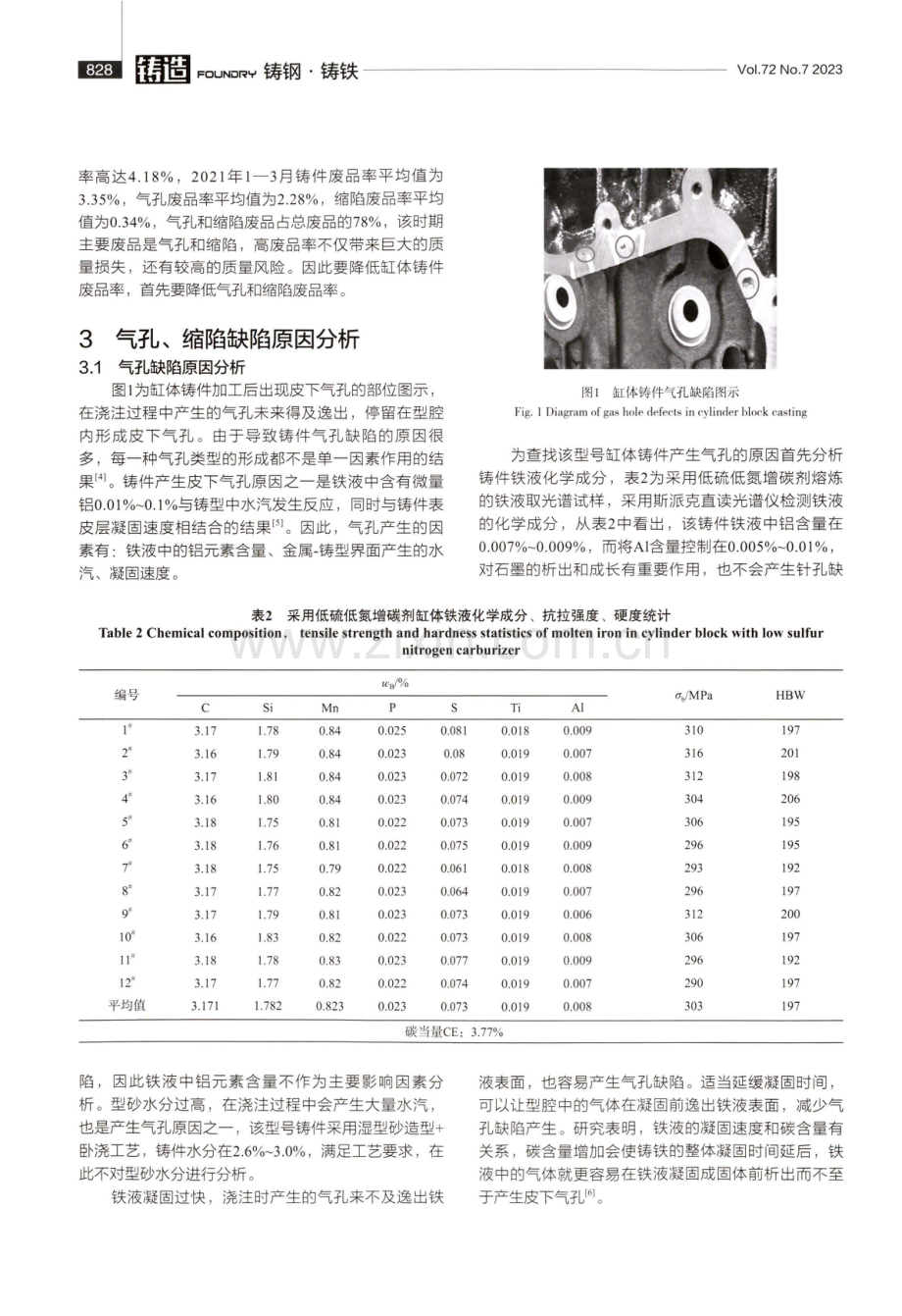 高硫高氮增碳剂在降低灰铸铁缸体铸件废品率上的应用.pdf_第2页