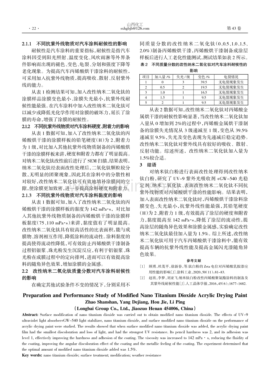 改性纳米钛白粉丙烯酸烘干漆的制备及性能研究.pdf_第2页