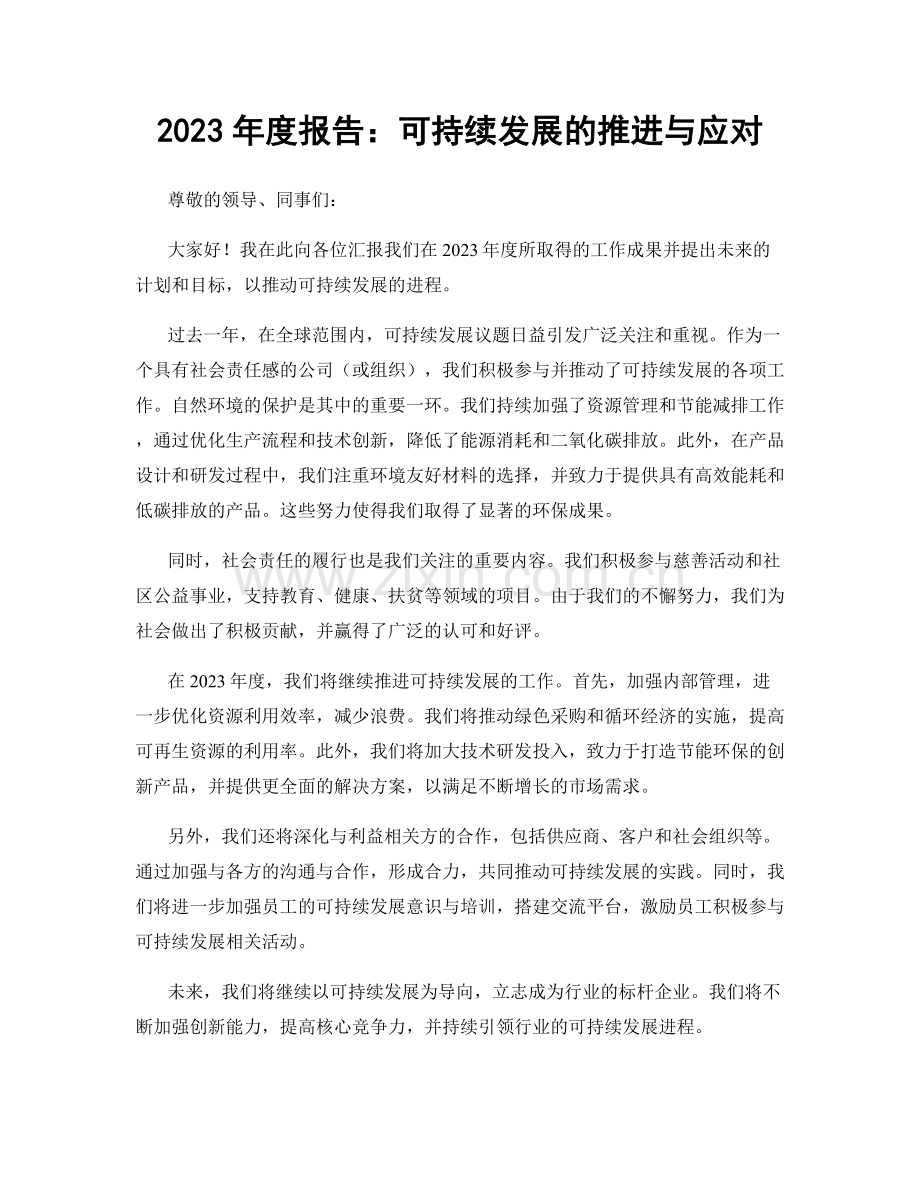 2023年度报告：可持续发展的推进与应对.docx_第1页