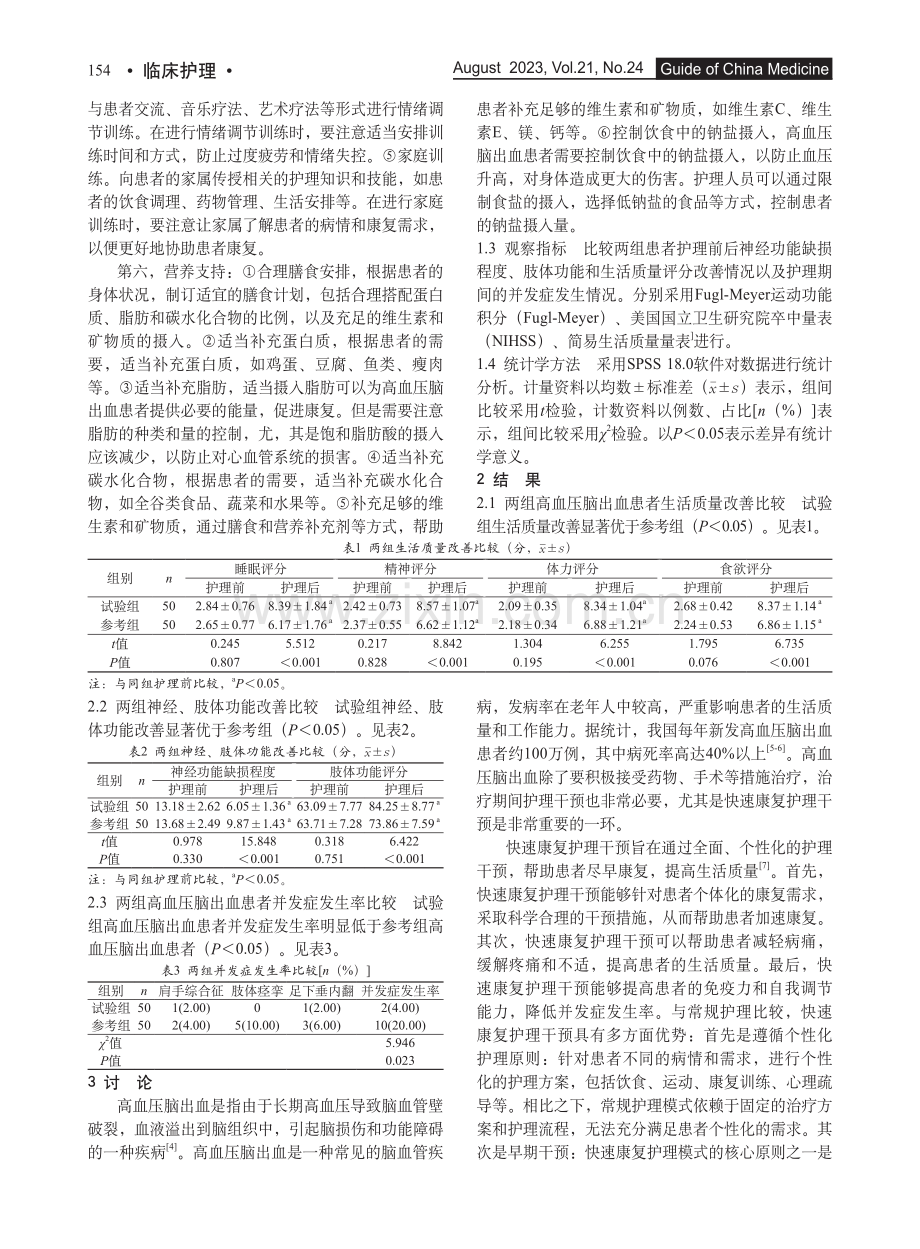 高血压脑出血患者的快速康复护理干预效果观察.pdf_第3页