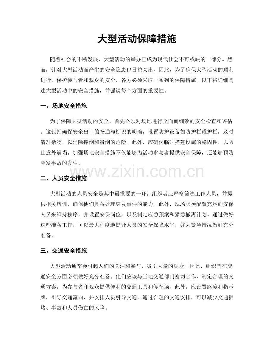 大型活动保障措施.docx_第1页