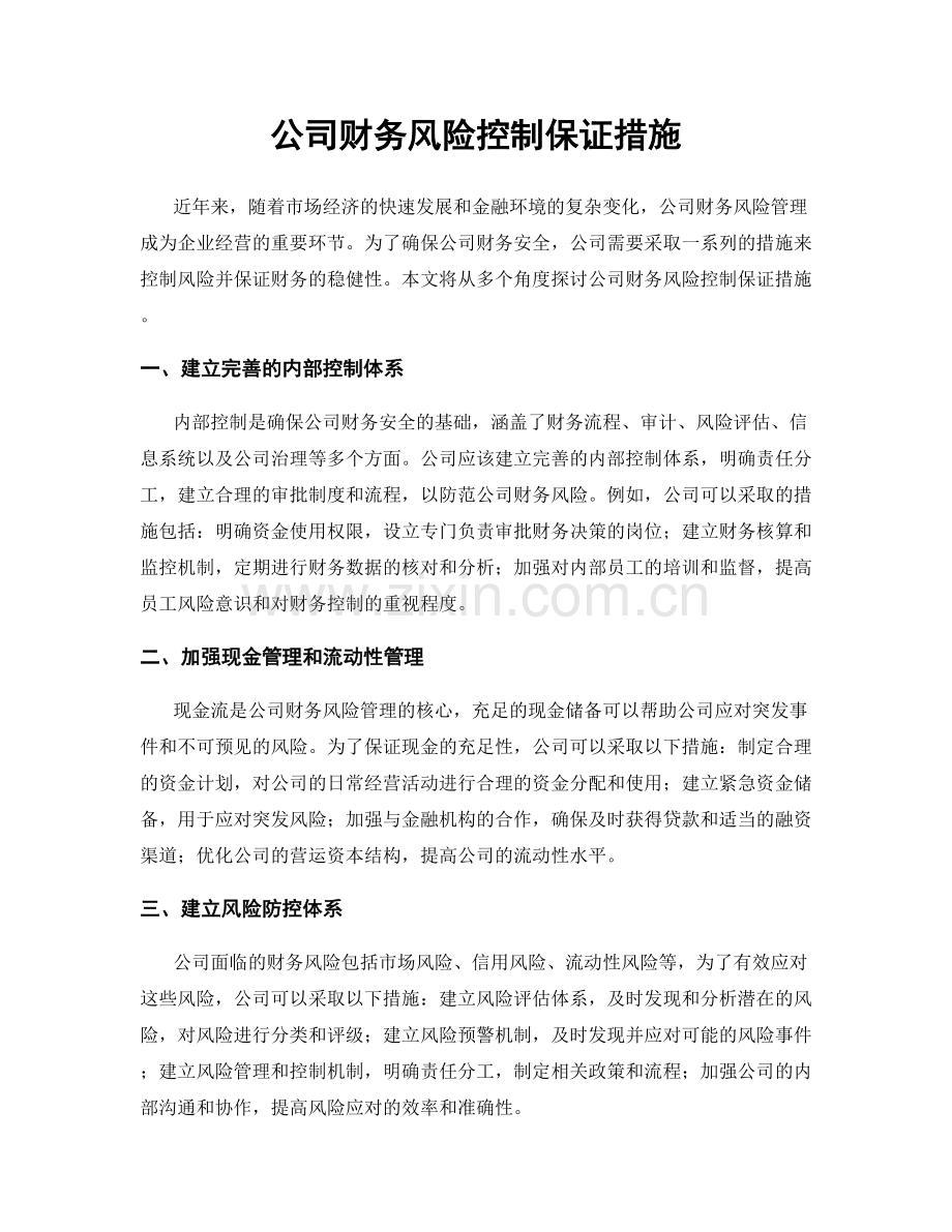 公司财务风险控制保证措施.docx_第1页