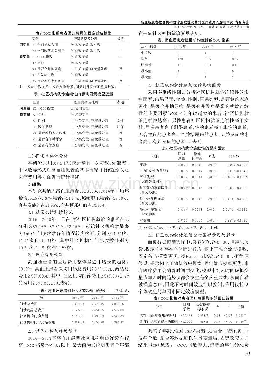 高血压患者社区机构就诊连续性及其对医疗费用的影响研究.pdf_第3页