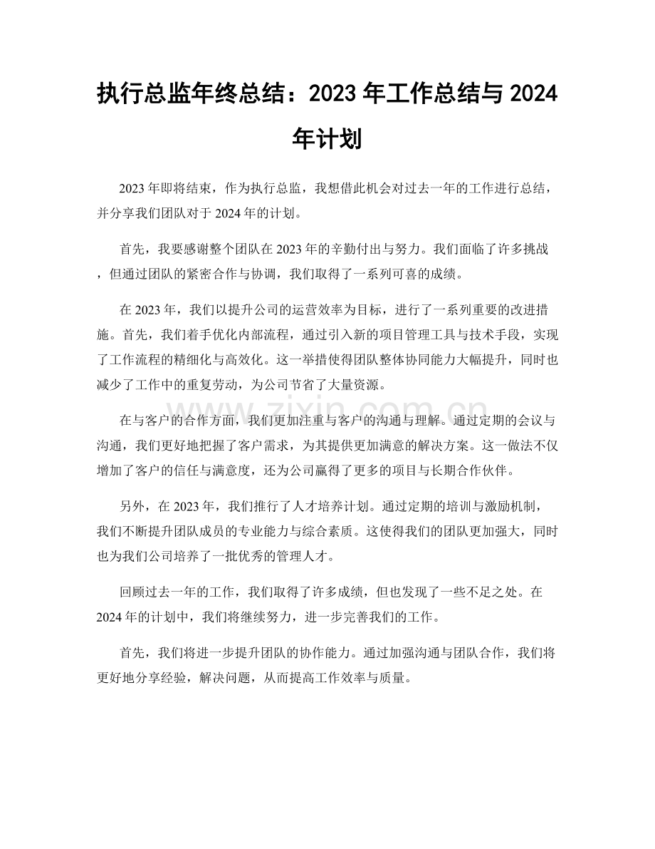 执行总监年终总结：2023年工作总结与2024年计划.docx_第1页