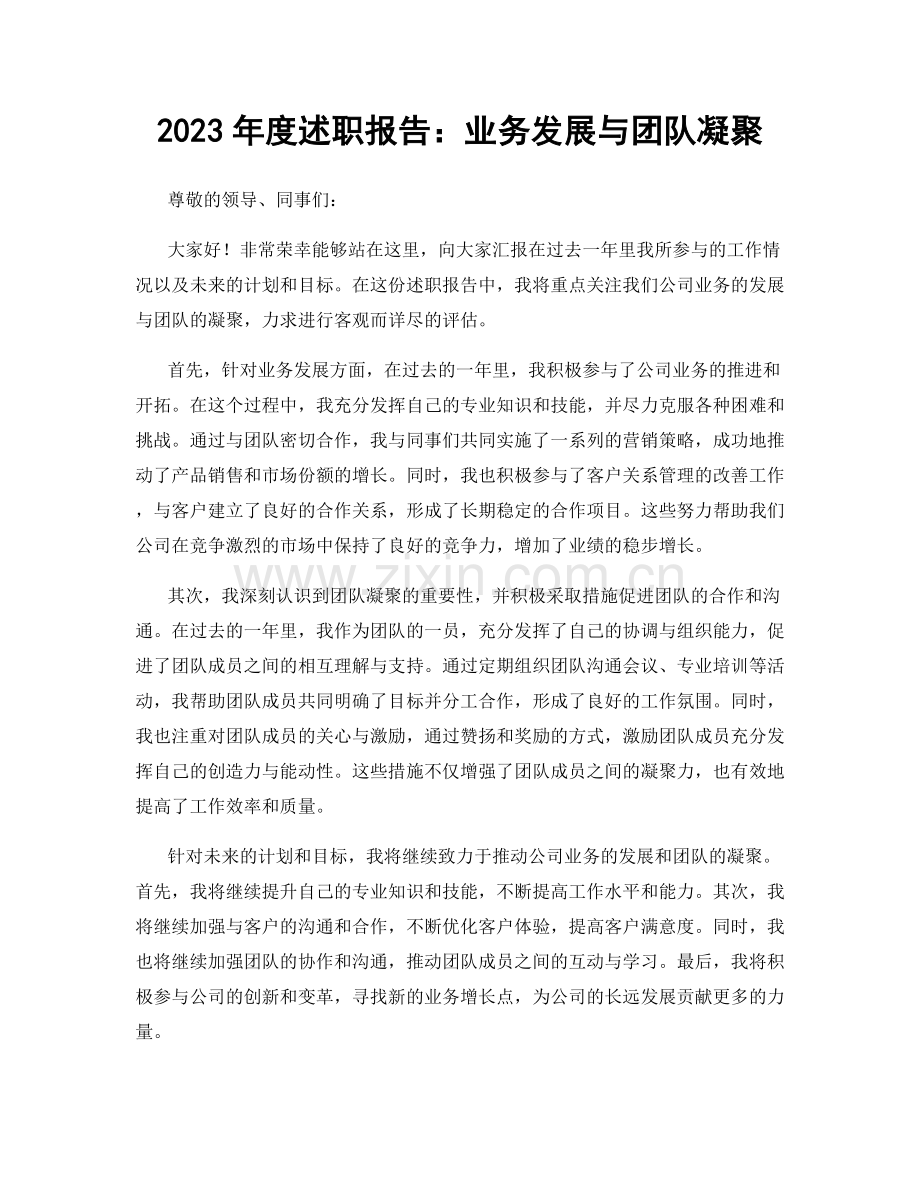 2023年度述职报告：业务发展与团队凝聚.docx_第1页