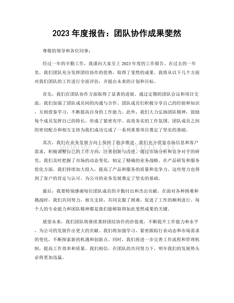 2023年度报告：团队协作成果斐然.docx_第1页