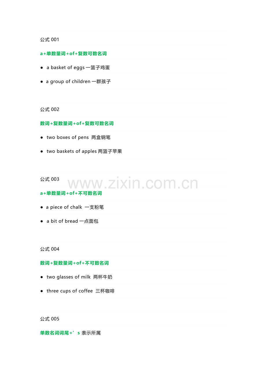 初中英语必背的100个英语语法公式.docx_第1页