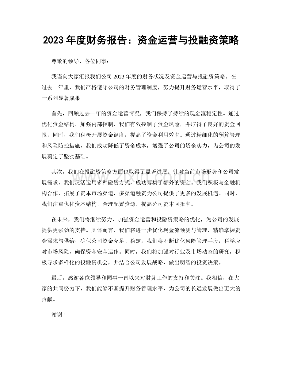 2023年度财务报告：资金运营与投融资策略.docx_第1页