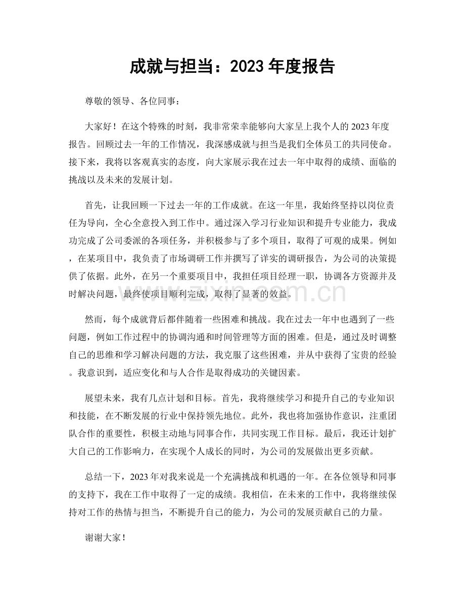 成就与担当：2023年度报告.docx_第1页