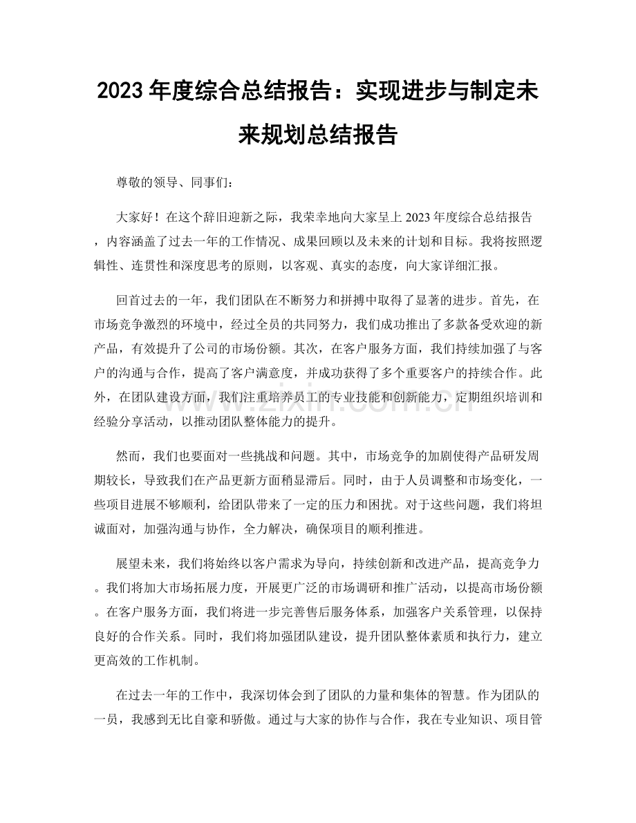 2023年度综合总结报告：实现进步与制定未来规划总结报告.docx_第1页