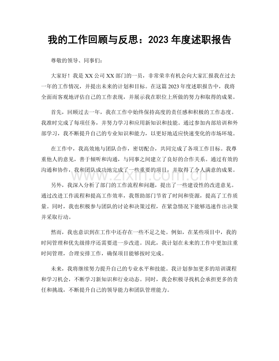 我的工作回顾与反思：2023年度述职报告.docx_第1页