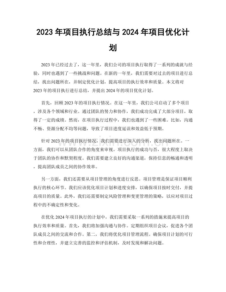 2023年项目执行总结与2024年项目优化计划.docx_第1页