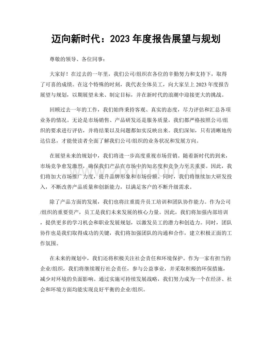 迈向新时代：2023年度报告展望与规划.docx_第1页