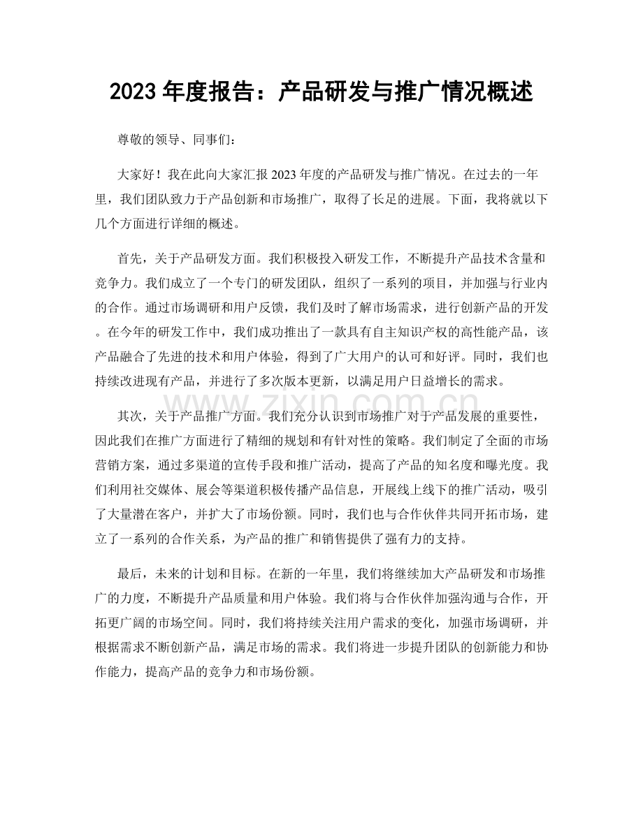 2023年度报告：产品研发与推广情况概述.docx_第1页