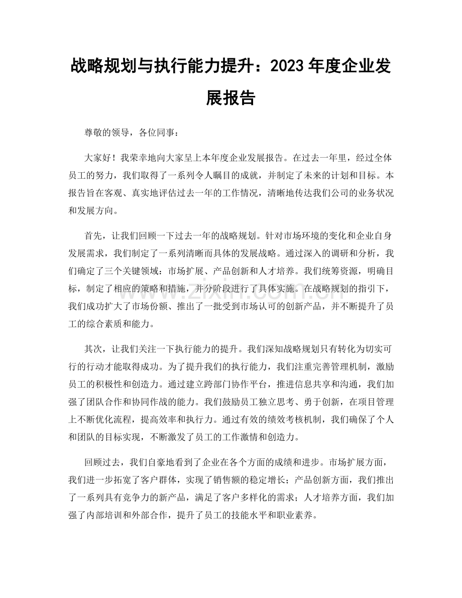 战略规划与执行能力提升：2023年度企业发展报告.docx_第1页