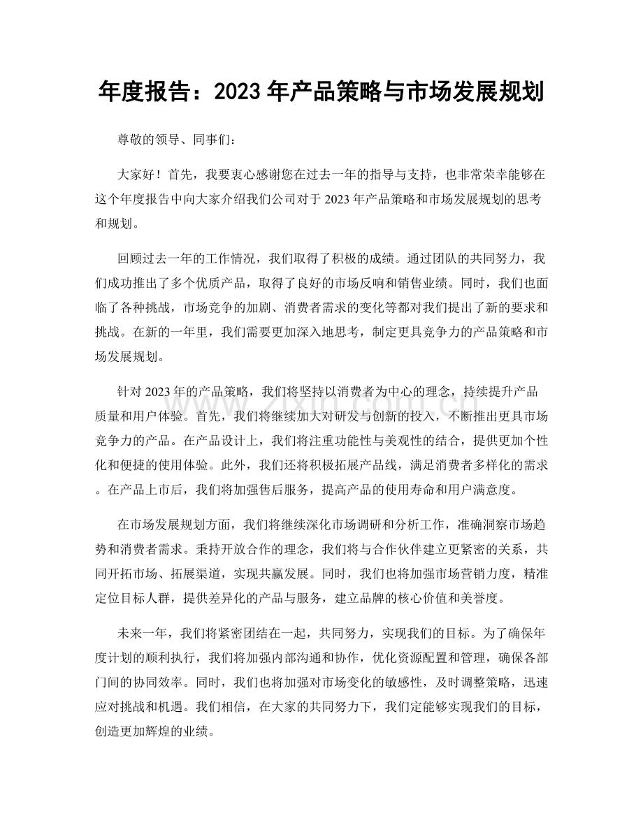 年度报告：2023年产品策略与市场发展规划.docx_第1页