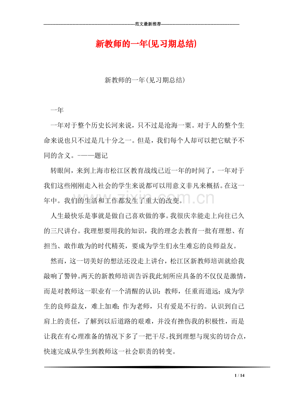 新教师的一年(见习期总结).doc_第1页