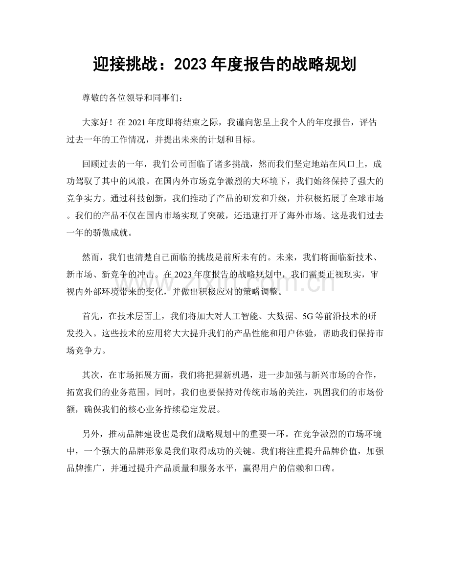 迎接挑战：2023年度报告的战略规划.docx_第1页