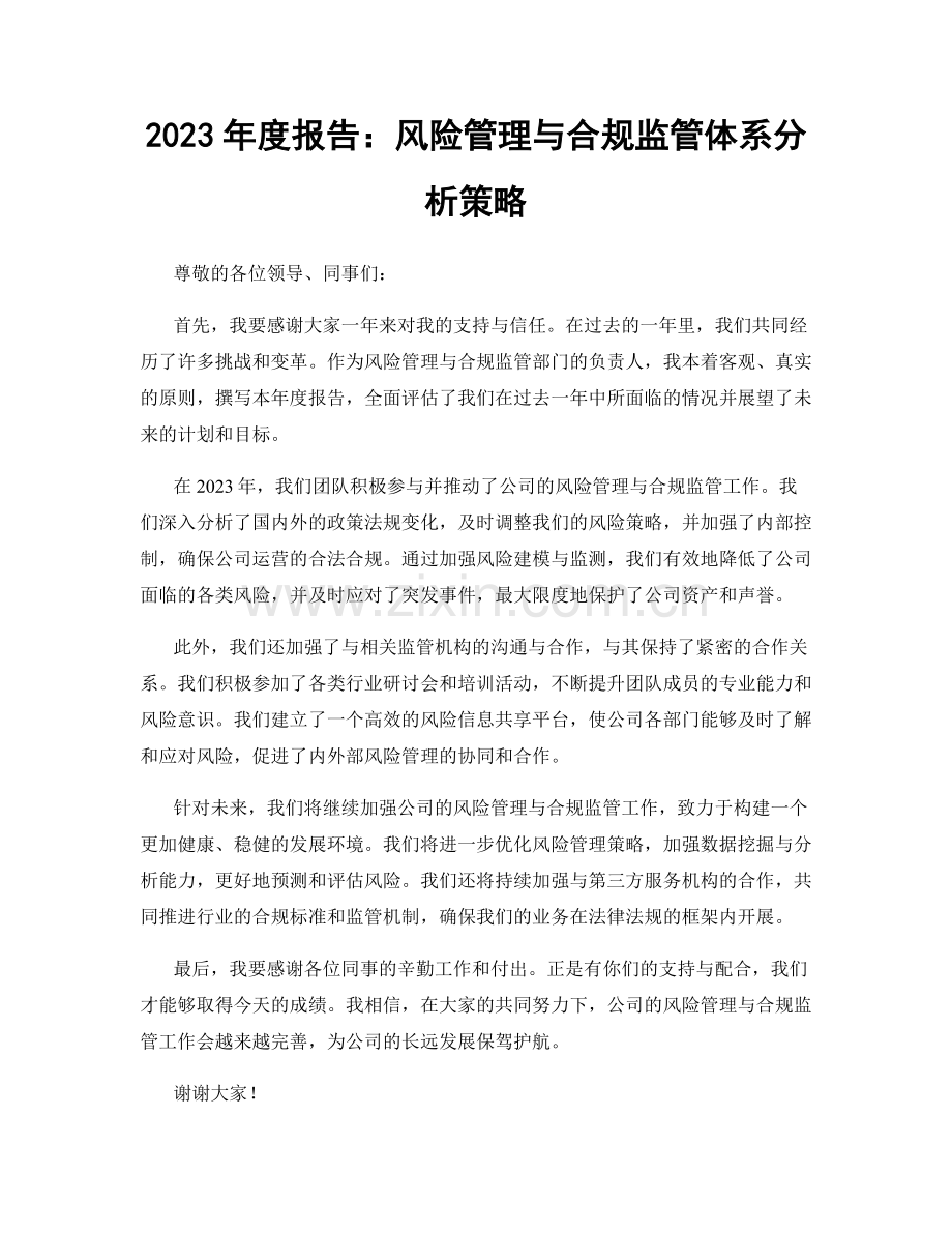 2023年度报告：风险管理与合规监管体系分析策略.docx_第1页