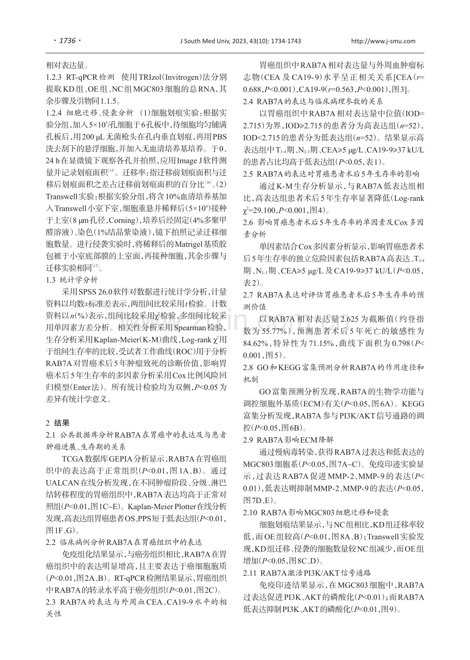 高表达RAB7A通过促进肿瘤侵袭影响胃癌患者的预后.pdf_第3页